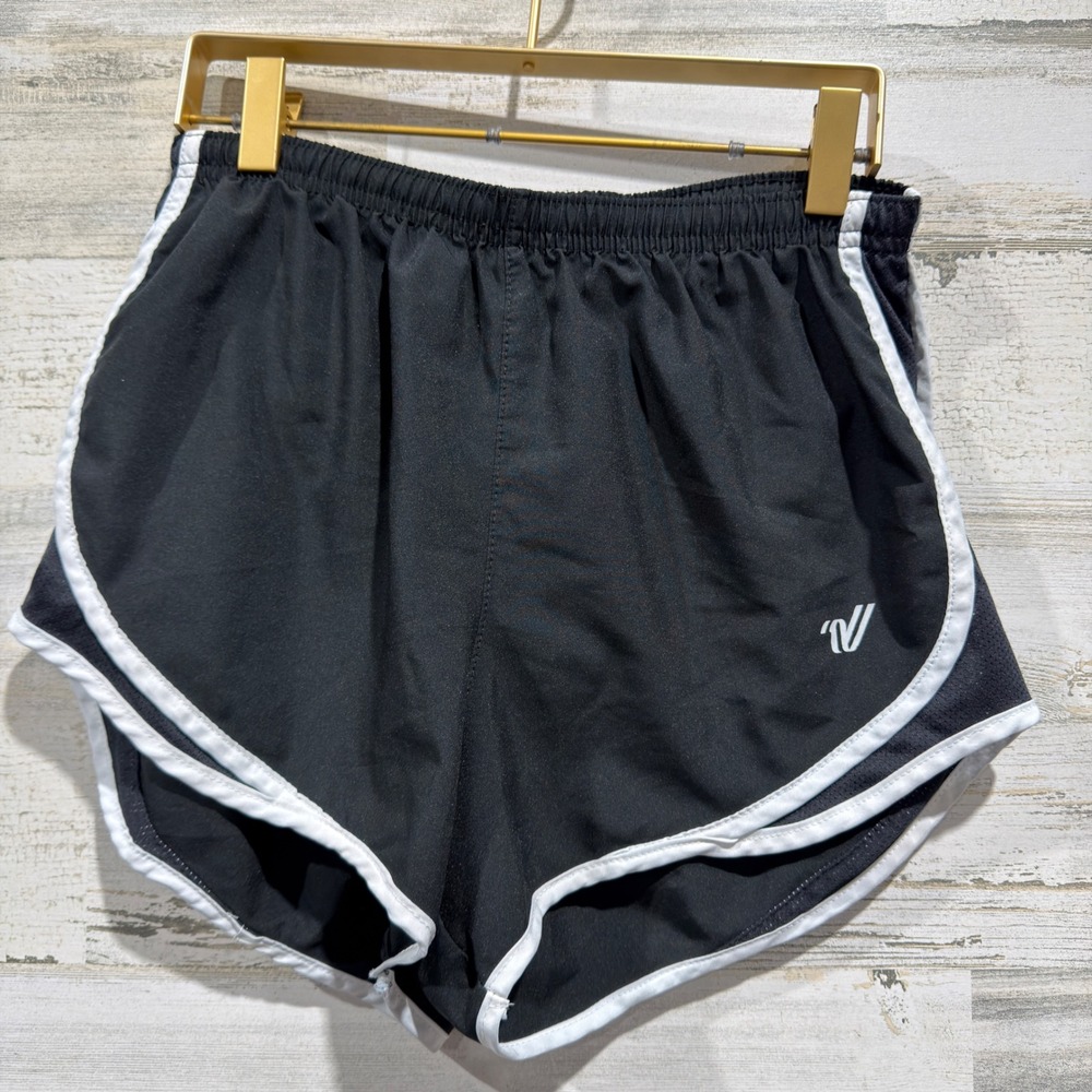 Varsity Spirit Running Shorts Women S Black White Piping Athletic Sporty EUC